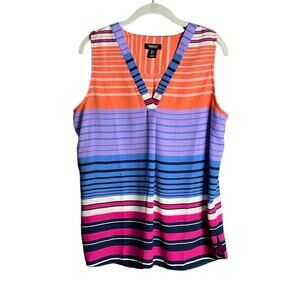 Jones NY Multicolor Striped Sleeveless Flowy Tunic Size Large